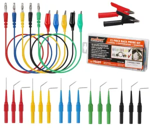 HORUSDY 22PCS Back Probe Pin Kit, Electrical Testing Probes with 5 Colors Silicone Wires for Multimeter, Circuit Diagnosis & Automotive Testing