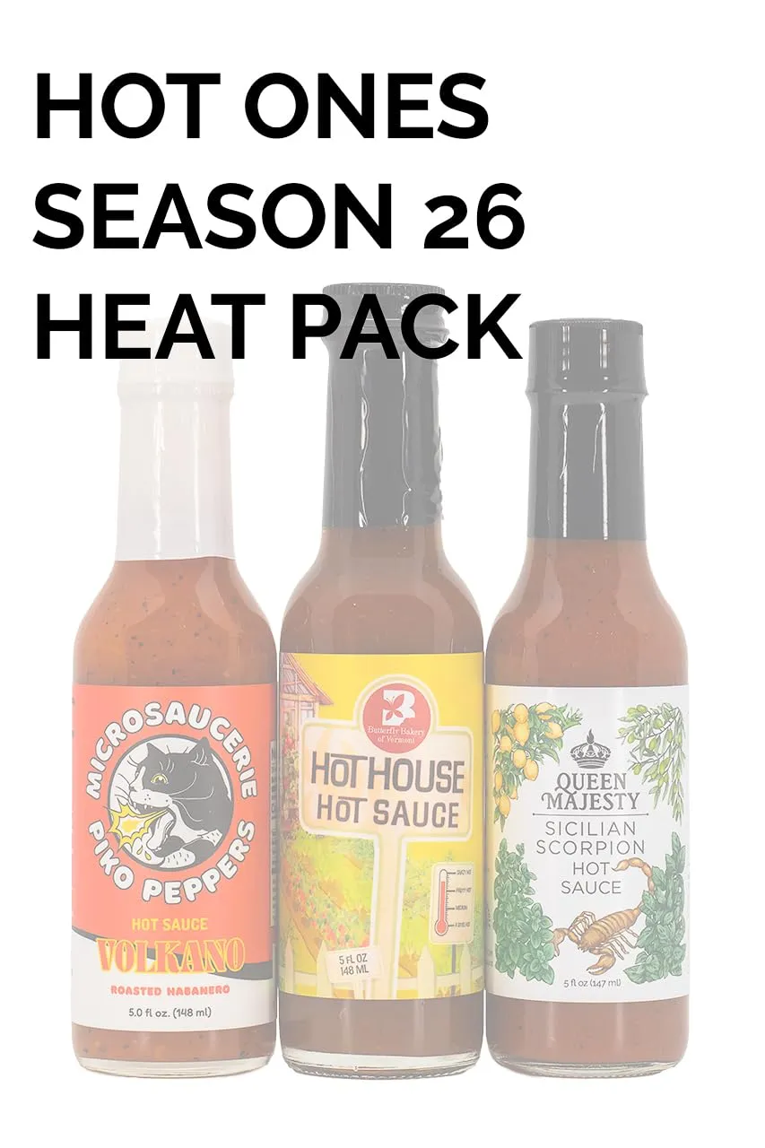 Hot Ones Hot Sauce Challenge Set - Season 26 Heat - Gift Sets Variety Pack - Made with Natural Ingredients - Unique Small Batch Sampler - 5 fl oz Bottles (3-Pack)