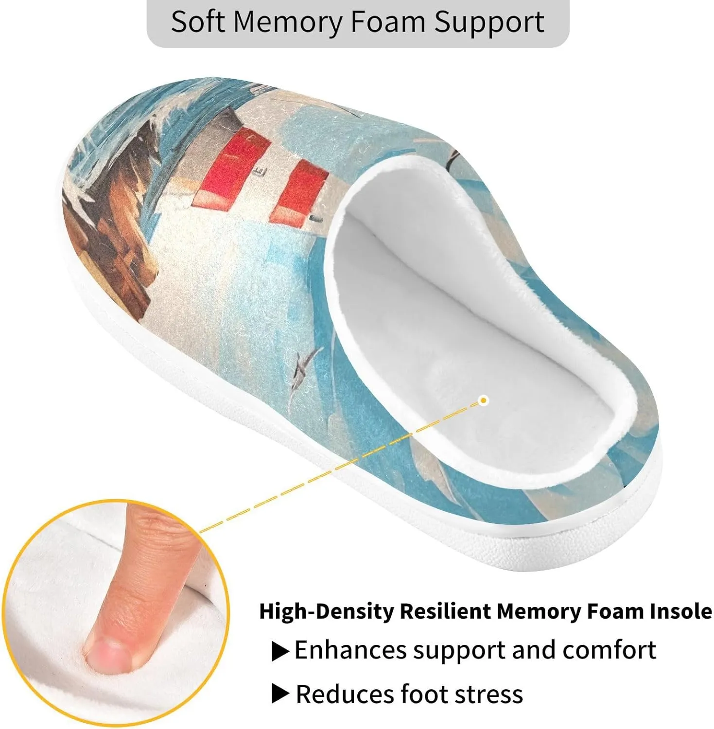 House Fuzzy Slippers Lighthouse Ocean Seagull Anti-Slip Warm Shoes for Womens & Men 20853272