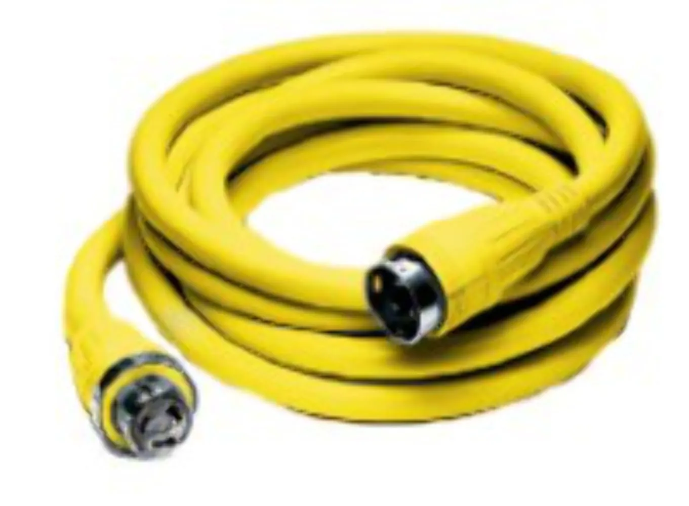 Hubbell Wiring Systems HBL61CM53 Twist-Lock Vinyl Jacketed Shore Power Cable Set, 6 AWG, 2 Pole, 3 Wire, 50 Amps, 125V, 50' Length, Yellow