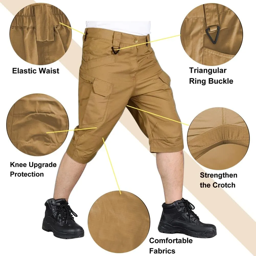 HYCOPROT Men's Tactical Cargo Shorts Waterproof Lightweight Work Short Quick Dry Military Multi Pockets Ripstop for Hiking