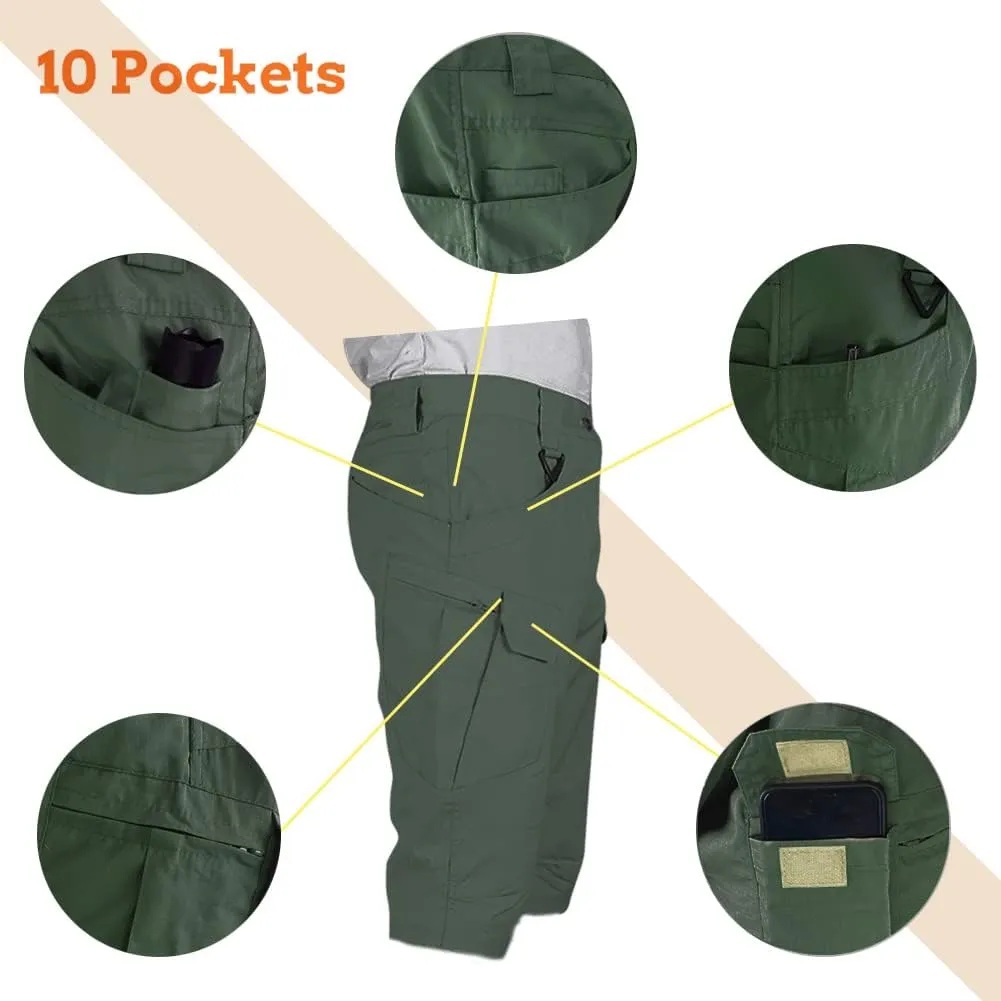 HYCOPROT Men's Tactical Cargo Shorts Waterproof Lightweight Work Short Quick Dry Military Multi Pockets Ripstop for Hiking