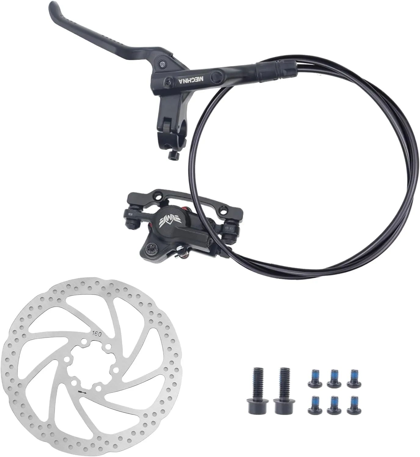 Hydraulic Brake Set Bike Disc Brakes Kit with Left Front 800mm Right Rear 1550 mm 160mm Rotors Aluminum Alloy Hydraulic Brake Fit for Mountain Bike, MTB