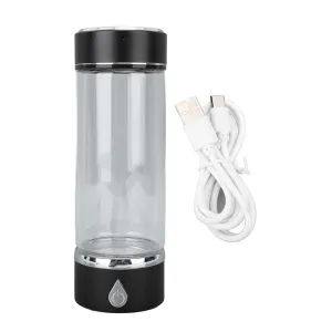 Hydrogen Rich Water Generator, 420ml PCTG Hydrogen Rich Water Bottle Refillable with USB Cable for Fitness (Black)