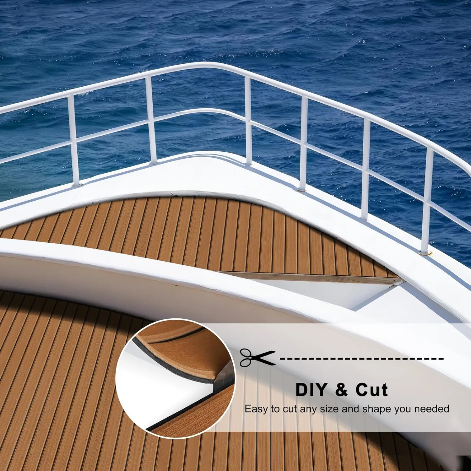 HZshark Boat Flooring EVA Foam Boat Decking Self-Adhesive 6mm Non Slip Marine Floor Teak Boat Carpet Soft Foam Decking for Boat Yacht Kayak Motorboat Golf Cart RV Ramp Golf Cart Cooler Tops