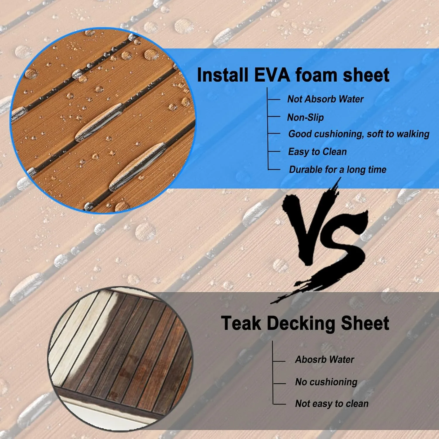 HZshark Boat Flooring EVA Foam Boat Decking Self-Adhesive 6mm Non Slip Marine Floor Teak Boat Carpet Soft Foam Decking for Boat Yacht Kayak Motorboat Golf Cart RV Ramp Golf Cart Cooler Tops