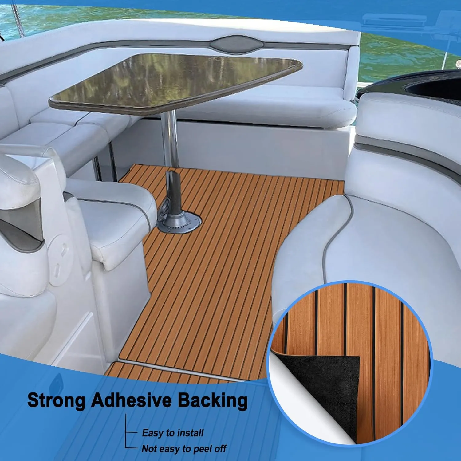 HZshark Boat Flooring EVA Foam Boat Decking Self-Adhesive 6mm Non Slip Marine Floor Teak Boat Carpet Soft Foam Decking for Boat Yacht Kayak Motorboat Golf Cart RV Ramp Golf Cart Cooler Tops