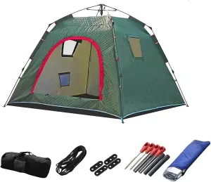 Ice Fishing Tent Pop Up 3-5 Person Ice Fishing Shelter with Carrying Bag, Ice Anchors and Windows, Portable Ice Shanty for Winter Fishing