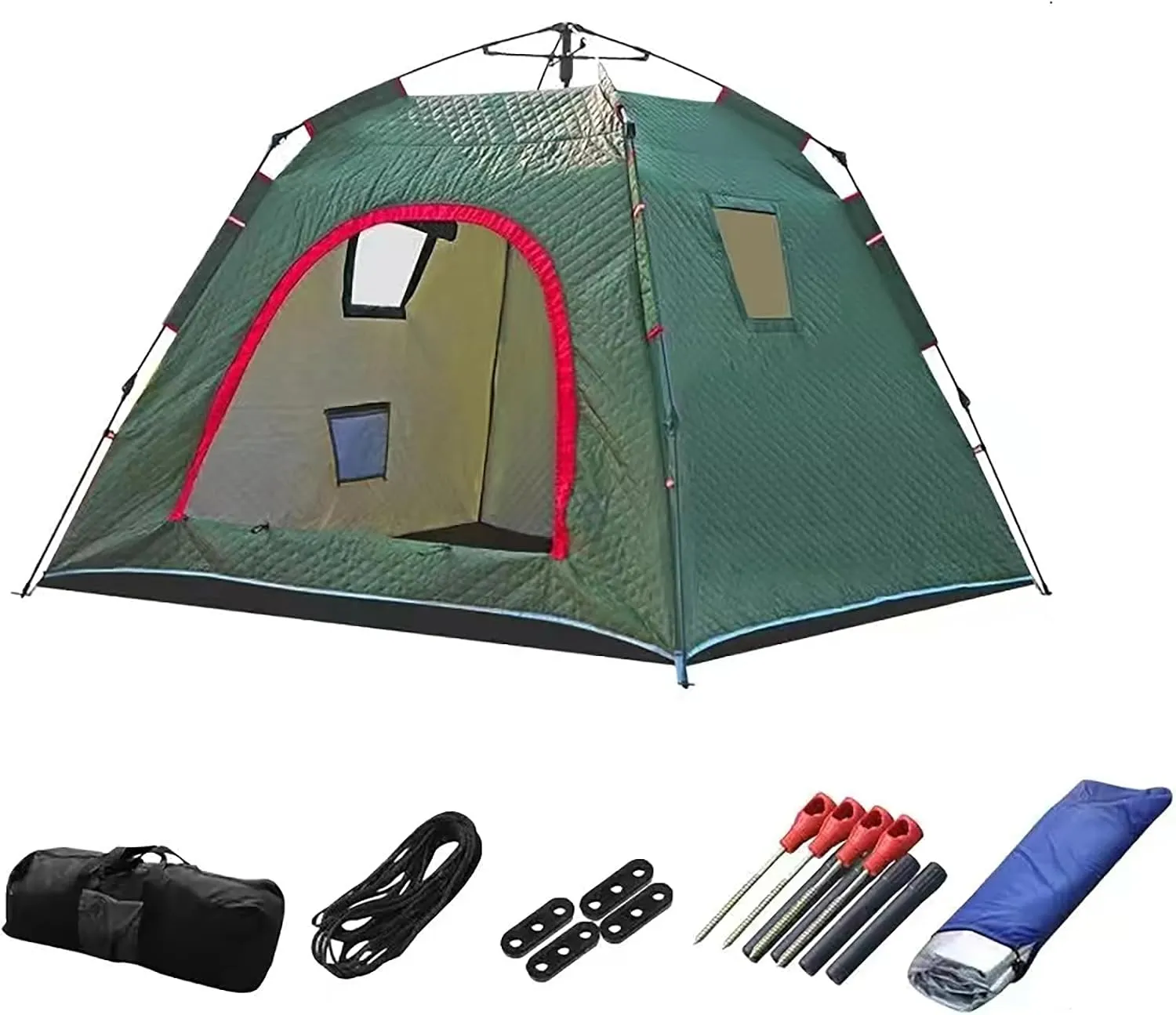 Ice Fishing Tent Pop Up 3-5 Person Ice Fishing Shelter with Carrying Bag, Ice Anchors and Windows, Portable Ice Shanty for Winter Fishing