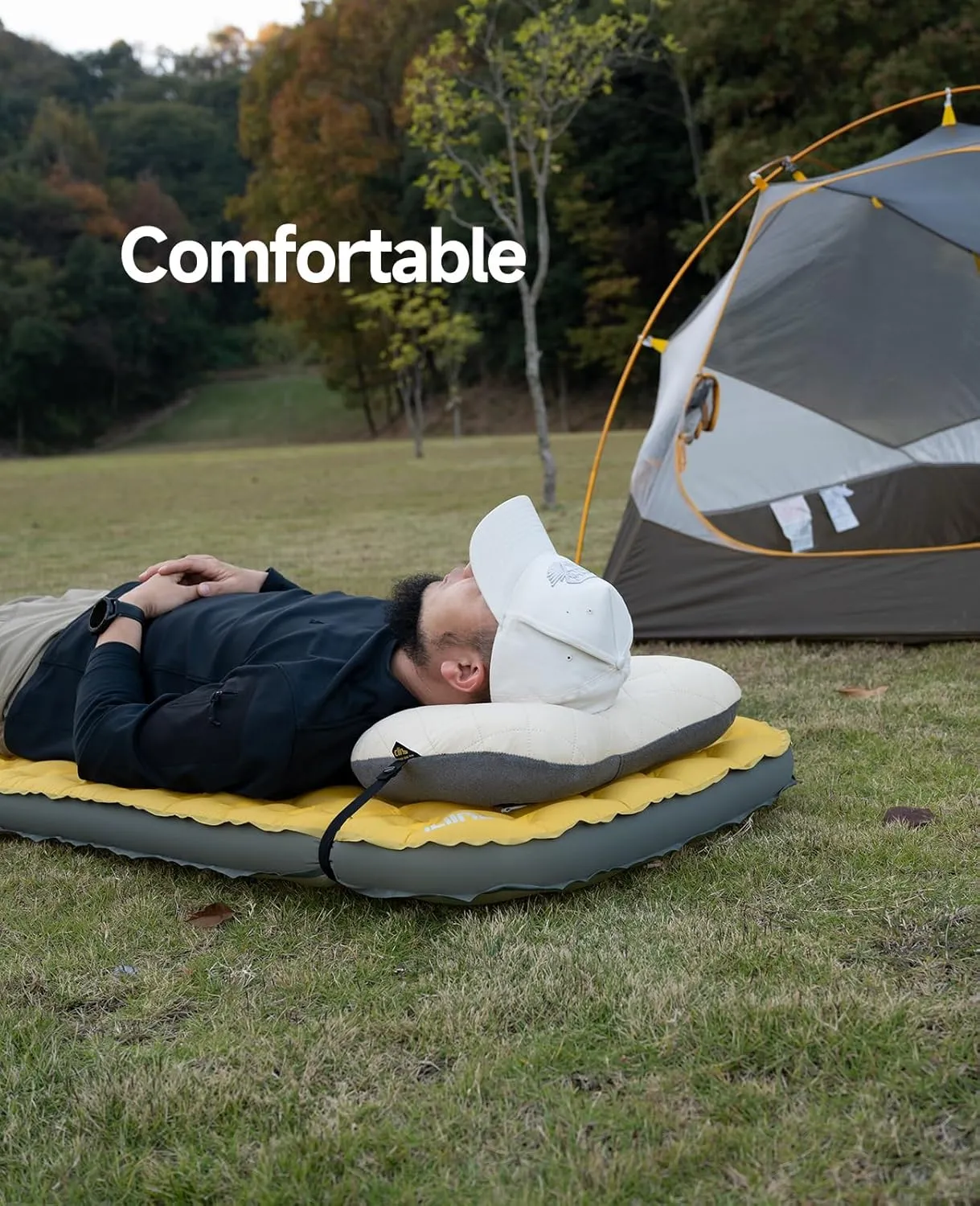 iClimb Ultralight Compact Camping Pillow with Removable Cover Inflatable Travel Air Pillow (Beige)