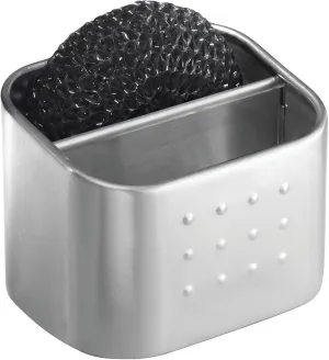 iDesign Stainless Steel Sponge and Scrubber Holder with 2 Compartments for Kitchen Sink - Brushed