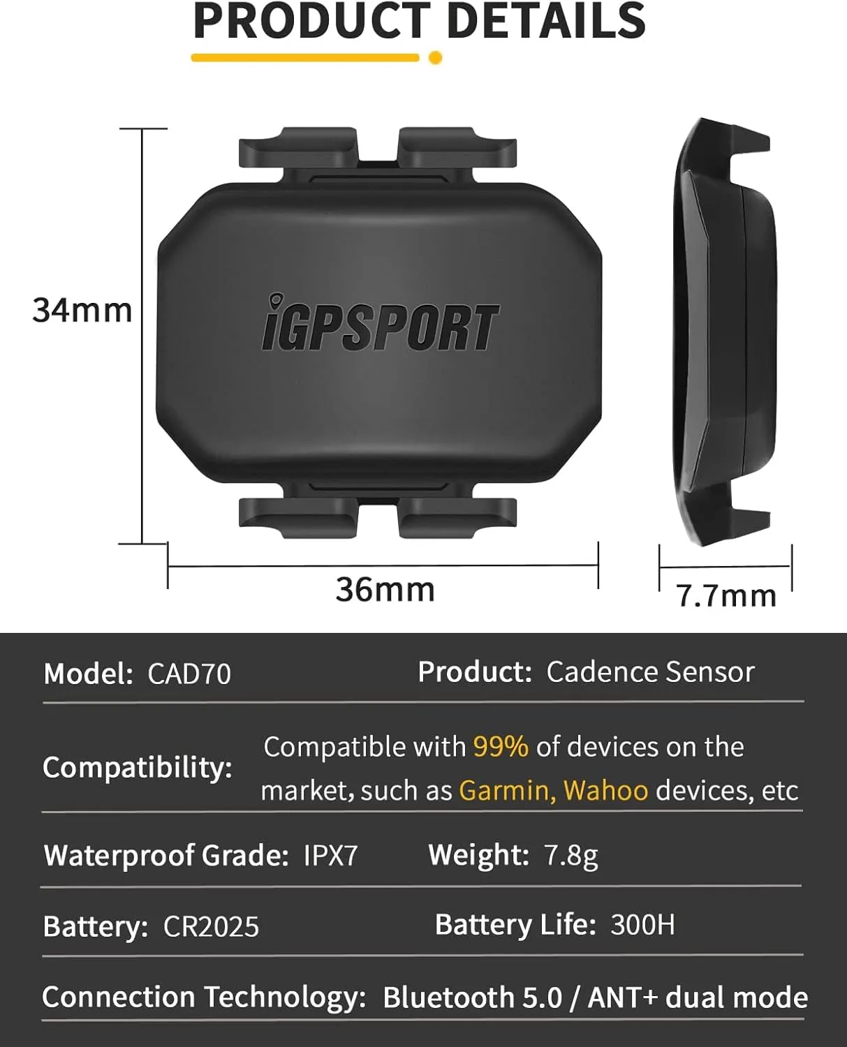 iGPSPORT Speed Sensor or Cadence Sensor for iPhone Android Bike Computer SmartWatch Compatible with ANT  and Bluebooth