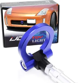 iJDMTOY Blue Front Track Racing Style Tow Hook Ring Compatible with 2003-2004 Nissan 350Z Z33 Fairlady Z, Made of Lightweight Aluminum