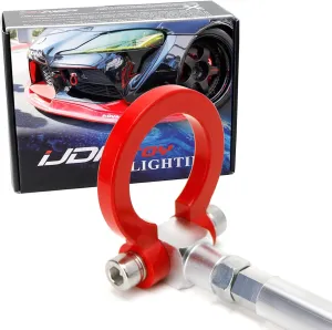 iJDMTOY Red Track Racing Style Tow Hook Ring Compatible with 2020-up Toyota Supra GR, Made of Lightweight Aluminum