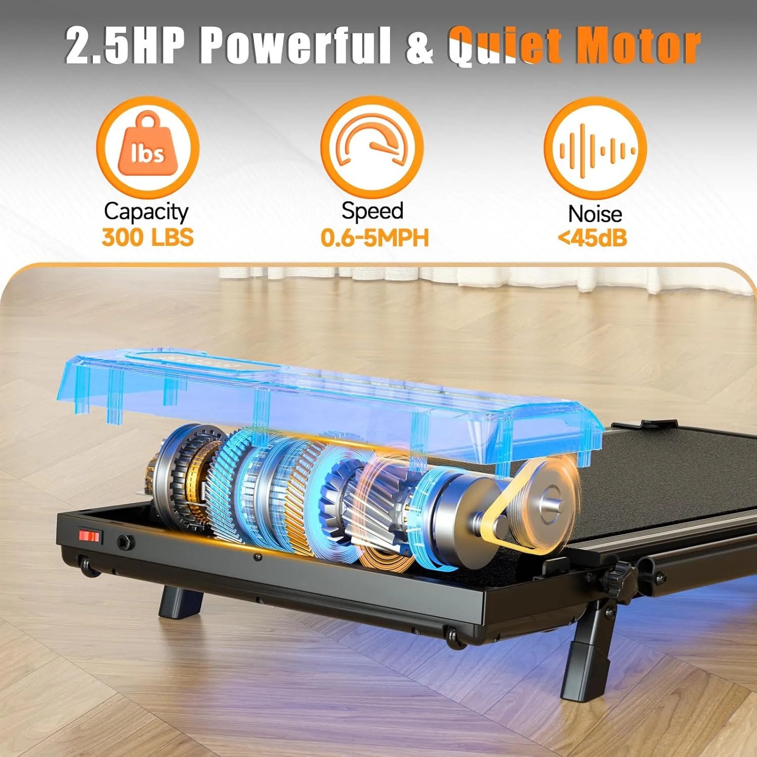 Incline Walking Pad with Handle Bar, Folding Treadmill Foldable Portable Under Desk for Home Office, Ultra Quiet <45dB, Safety Lock, 300  LB Capacity