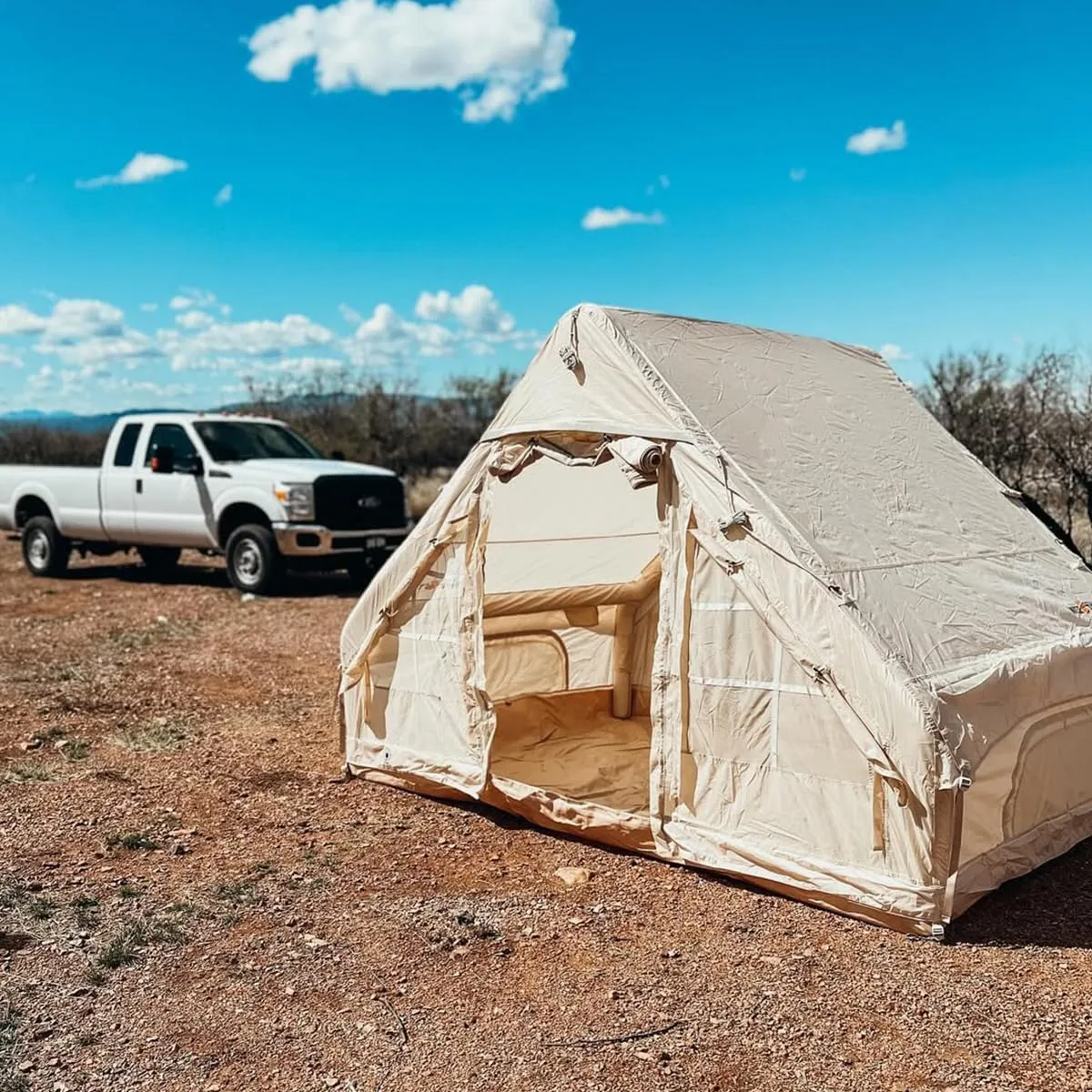 Inflatable Tents for Camping, Blow Up Tent House with Hand Pump, Easy Setup 4 Season Waterproof Windproof Oxford Air Tent Cabin House for Outdoor Camping Adult