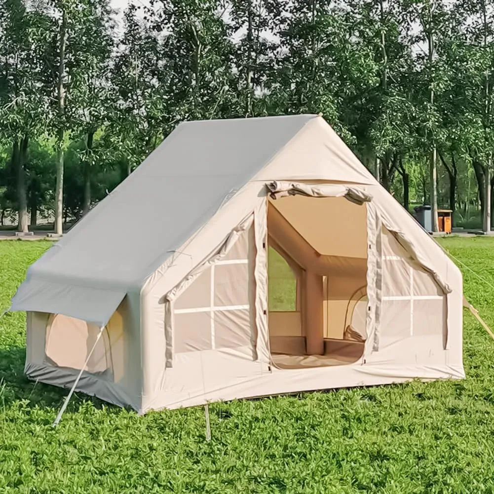 Inflatable Tents for Camping, Blow Up Tent House with Hand Pump, Easy Setup 4 Season Waterproof Windproof Oxford Air Tent Cabin House for Outdoor Camping Adult