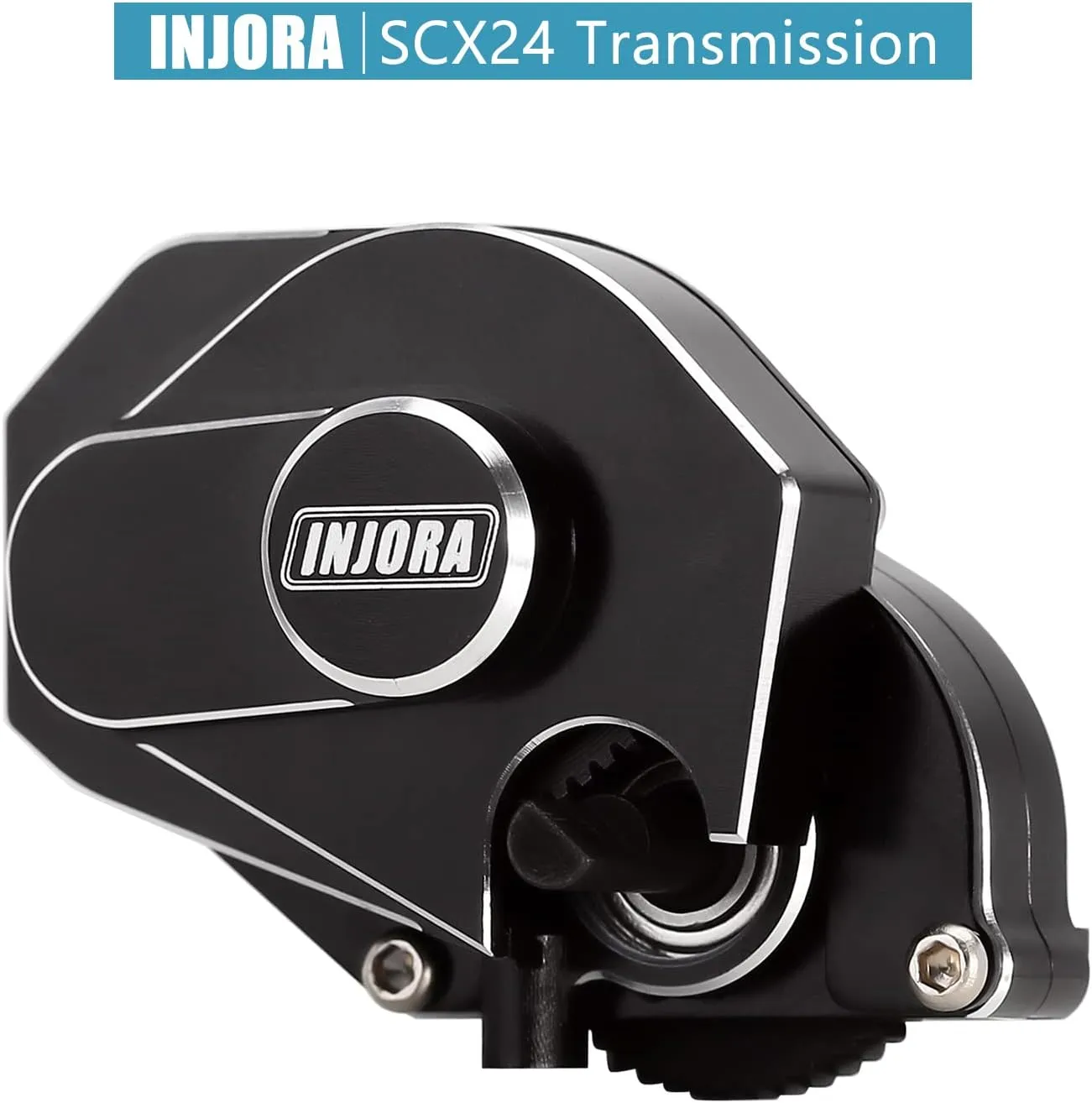 INJORA 16g Complete Transmission Gearbox with Steel 0.3 Mod Transmission Gear for Axial SCX24 Deadbolt C10 JLU Gladiator Bronco 1/24 RC Crawler Car Upgrade(Black)