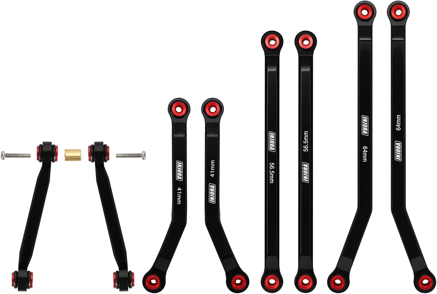 INJORA Aluminum High Clearance 4 Links Set for 1/24 Axial SCX24 GX470 RC Crawler Upgrade(Black)