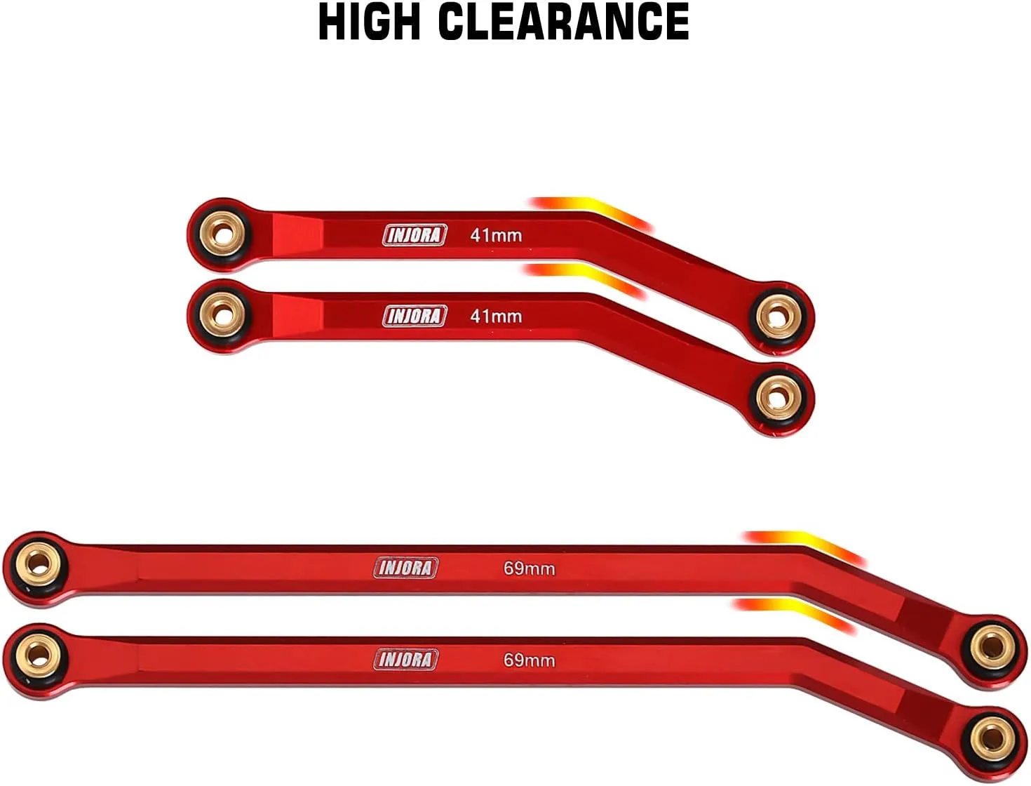 INJORA High Clearance 4 Links Set CNC Aluminum Links Set for SCX24 AXI90081 Deadbolt Axial 1/24 RC Crawler Car,8PCS (Red)