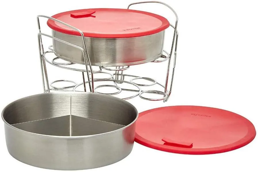 Instant Pot Official 8-Piece Cook/Bake Set, Versatile and Durable, Compatible with 6-Quart and 8-Quart Cookers, Red, Excellent for Cooking, Baking, Storing, and Reheating, BPA-Free and Heat Resistant