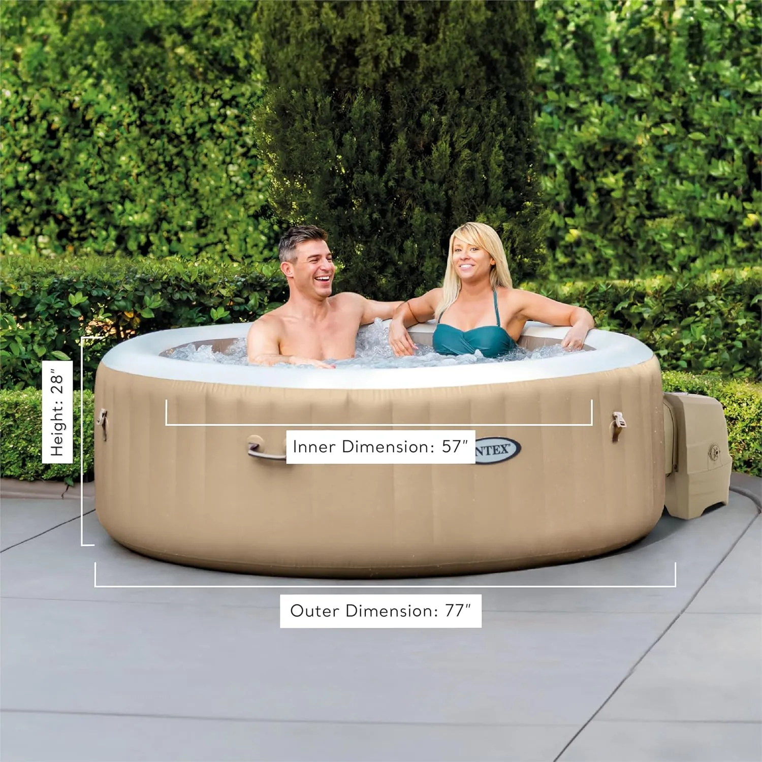 INTEX 28425EP PureSpa Bubble Massage Spa Set: Energy Efficient Spa Cover – Push Button Control Panel – 120 Jets – 4 Person Capacity – 77" x 28"