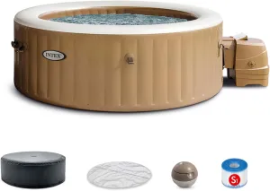 INTEX 28425EP PureSpa Bubble Massage Spa Set: Energy Efficient Spa Cover – Push Button Control Panel – 120 Jets – 4 Person Capacity – 77" x 28"