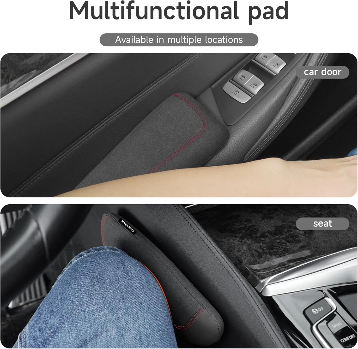 Italian Alcantara Style Fur Car Elbow Rest Pad - Universal Armrest & Knee Cushion - Thigh Support Comfort Pillow