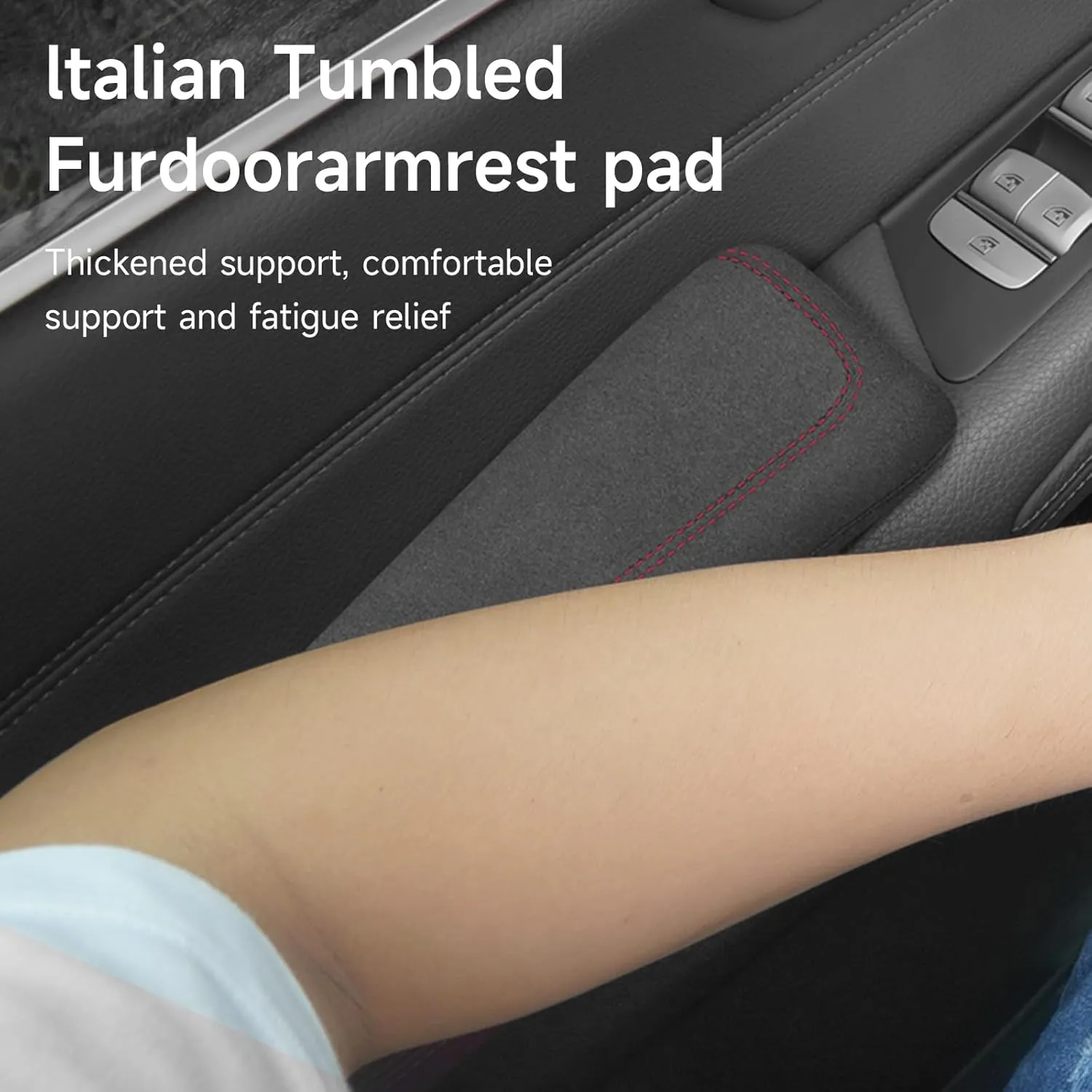 Italian Alcantara Style Fur Car Elbow Rest Pad - Universal Armrest & Knee Cushion - Thigh Support Comfort Pillow