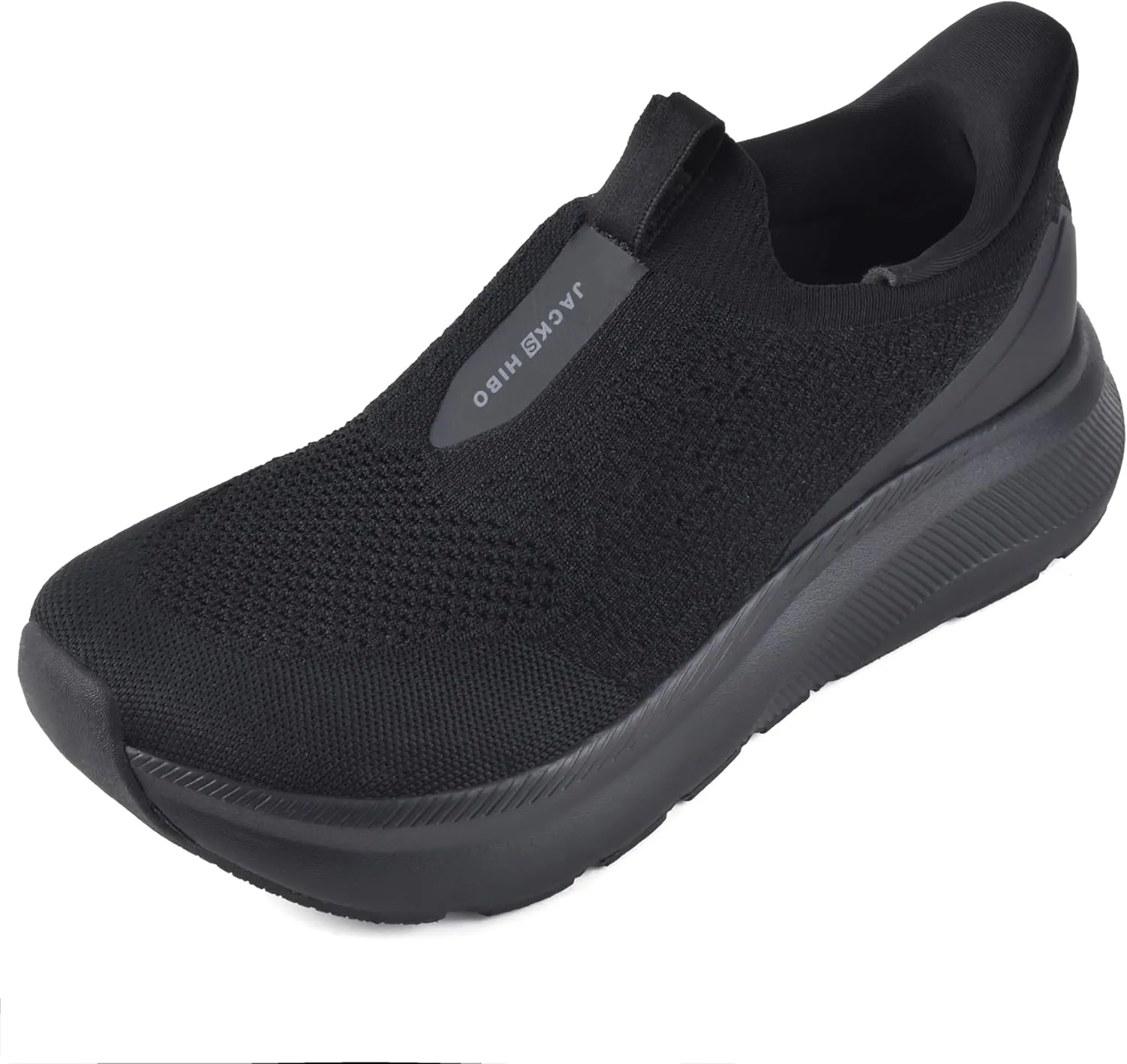 JACKSHIBO Men's Hands Free Slip On Walking Shoes Wide Toe Box Arch Support Orthopedic Sneakers Cushioned Thick Zero Drop Sole