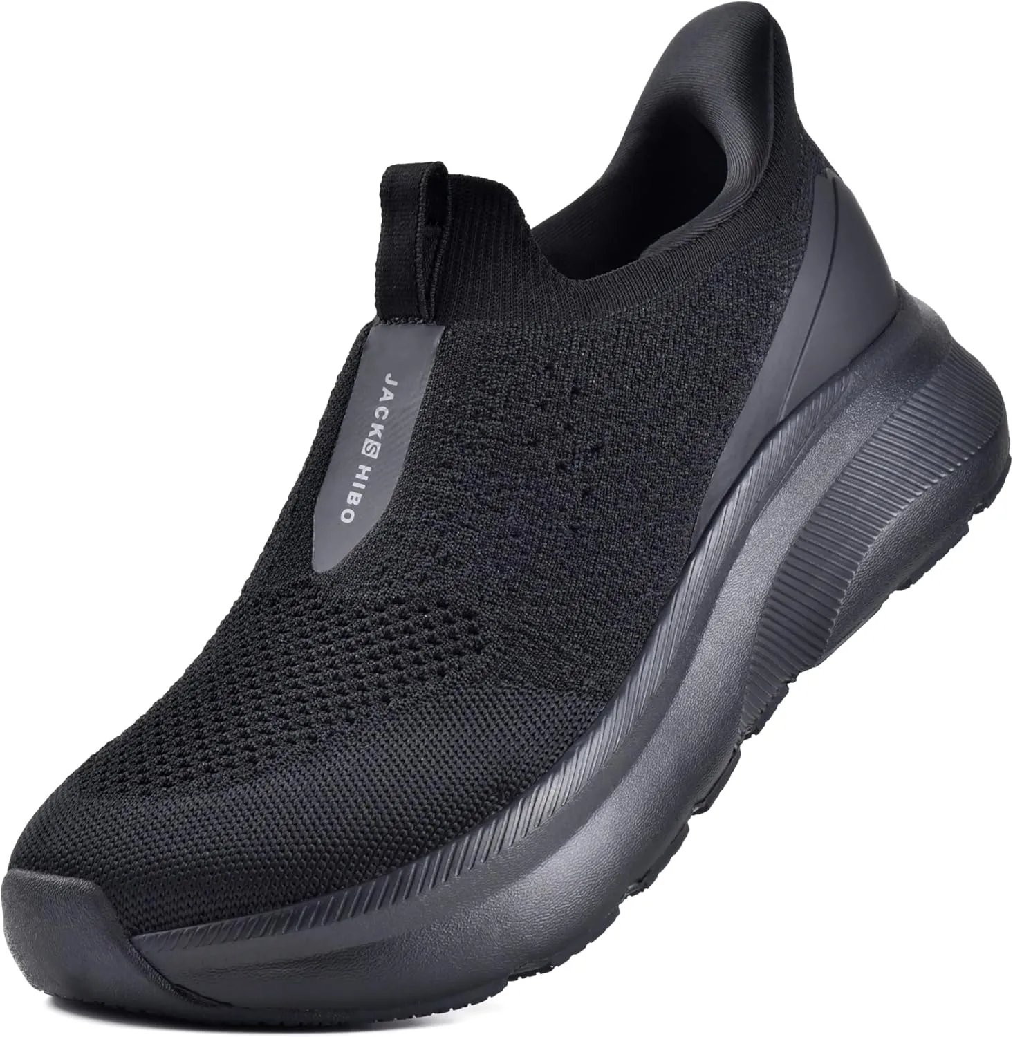 JACKSHIBO Men's Hands Free Slip On Walking Shoes Wide Toe Box Arch Support Orthopedic Sneakers Cushioned Thick Zero Drop Sole
