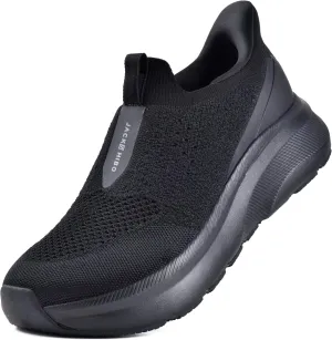 JACKSHIBO Men's Hands Free Slip On Walking Shoes Wide Toe Box Arch Support Orthopedic Sneakers Cushioned Thick Zero Drop Sole