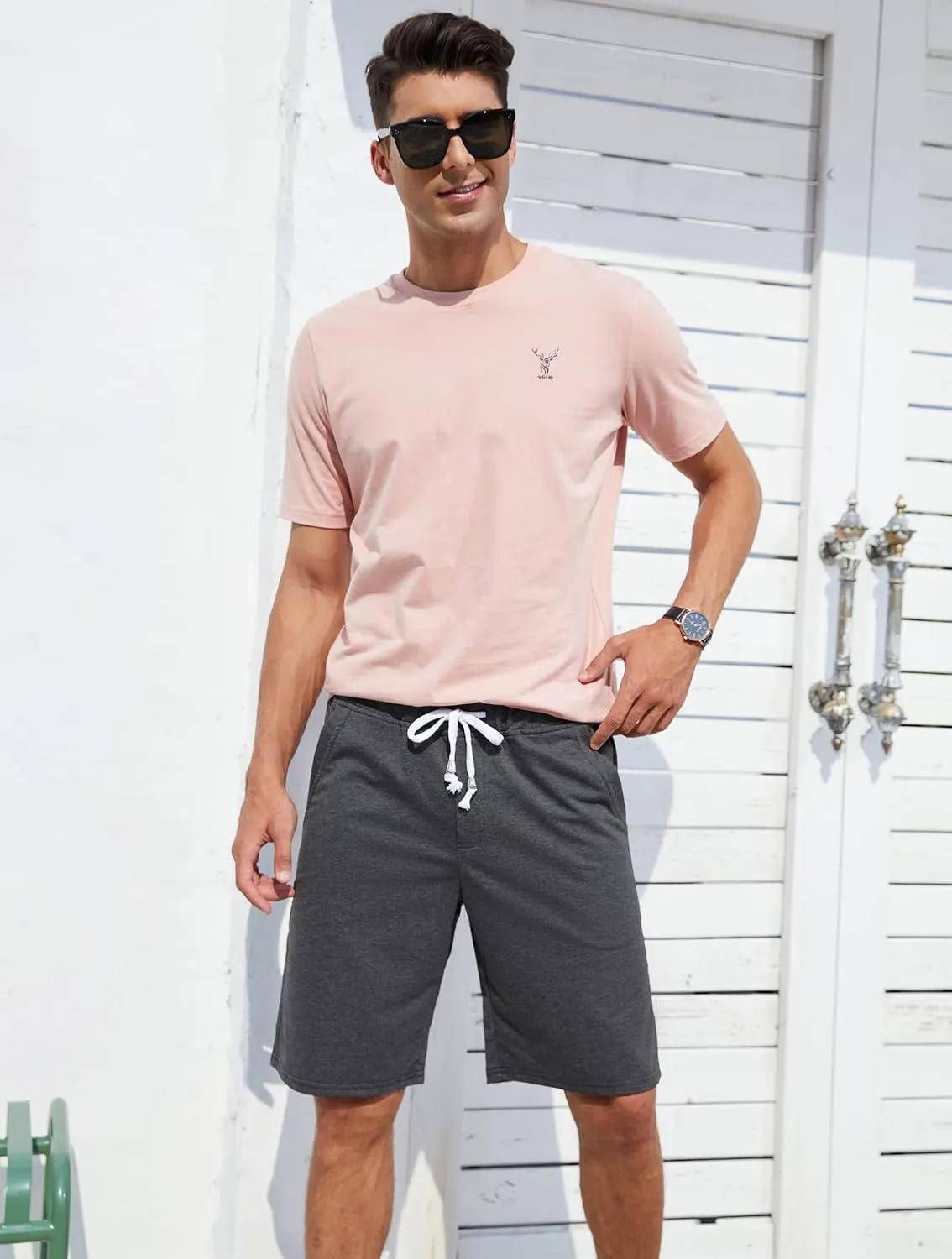 Janmid Men's Casual Shorts Elastic Jogger Gym Active Pocket Shorts