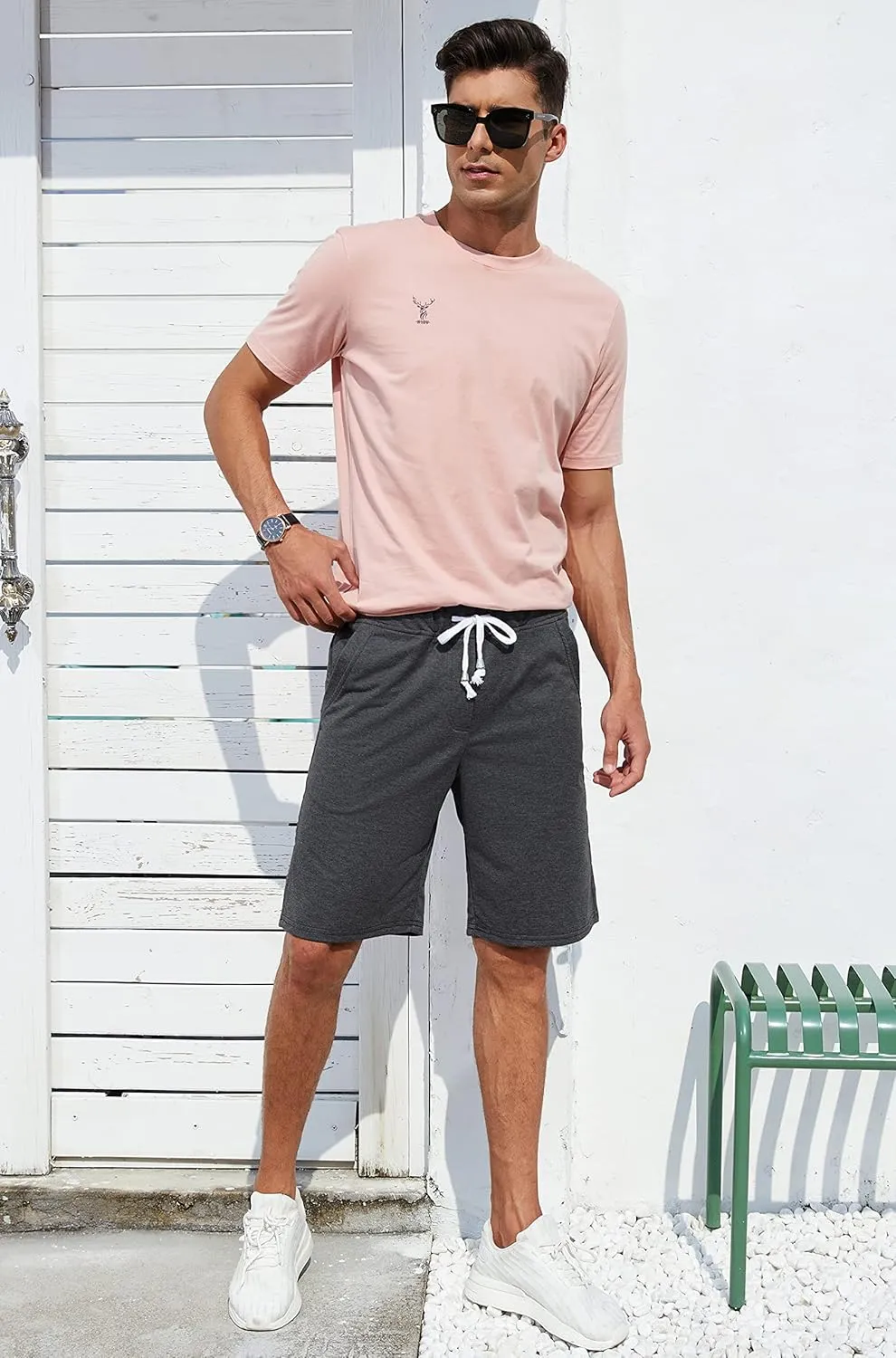 Janmid Men's Casual Shorts Elastic Jogger Gym Active Pocket Shorts