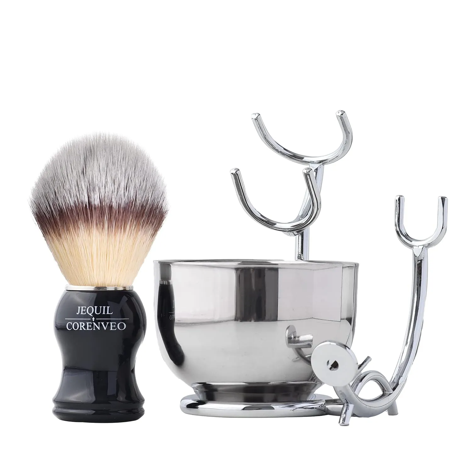 JEQUIL&CORENVEO Deluxe Shaving Kit for Men, 3pcs Shaving Set, Shaving Brush, Shaving Bowl, Razor & Brush Holder