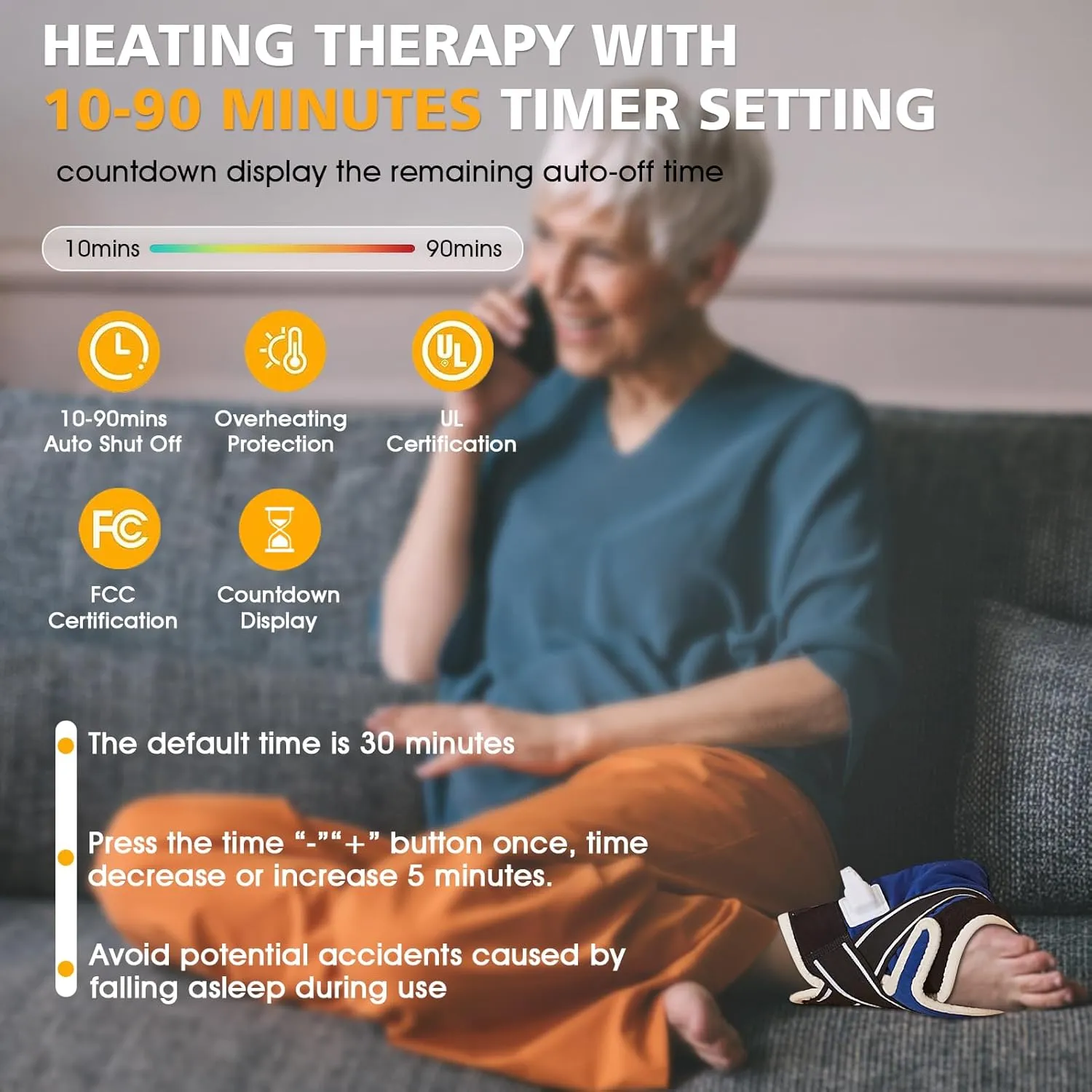 JOBYNA Heating Pad for Ankle, Upgrade Electric Heated Ankle Wrap for Ankle Pain Relief and Plantar Fasciitis Relief, 86℉-158℉ & 10-90mins Auto Shut Off (1 Pack)