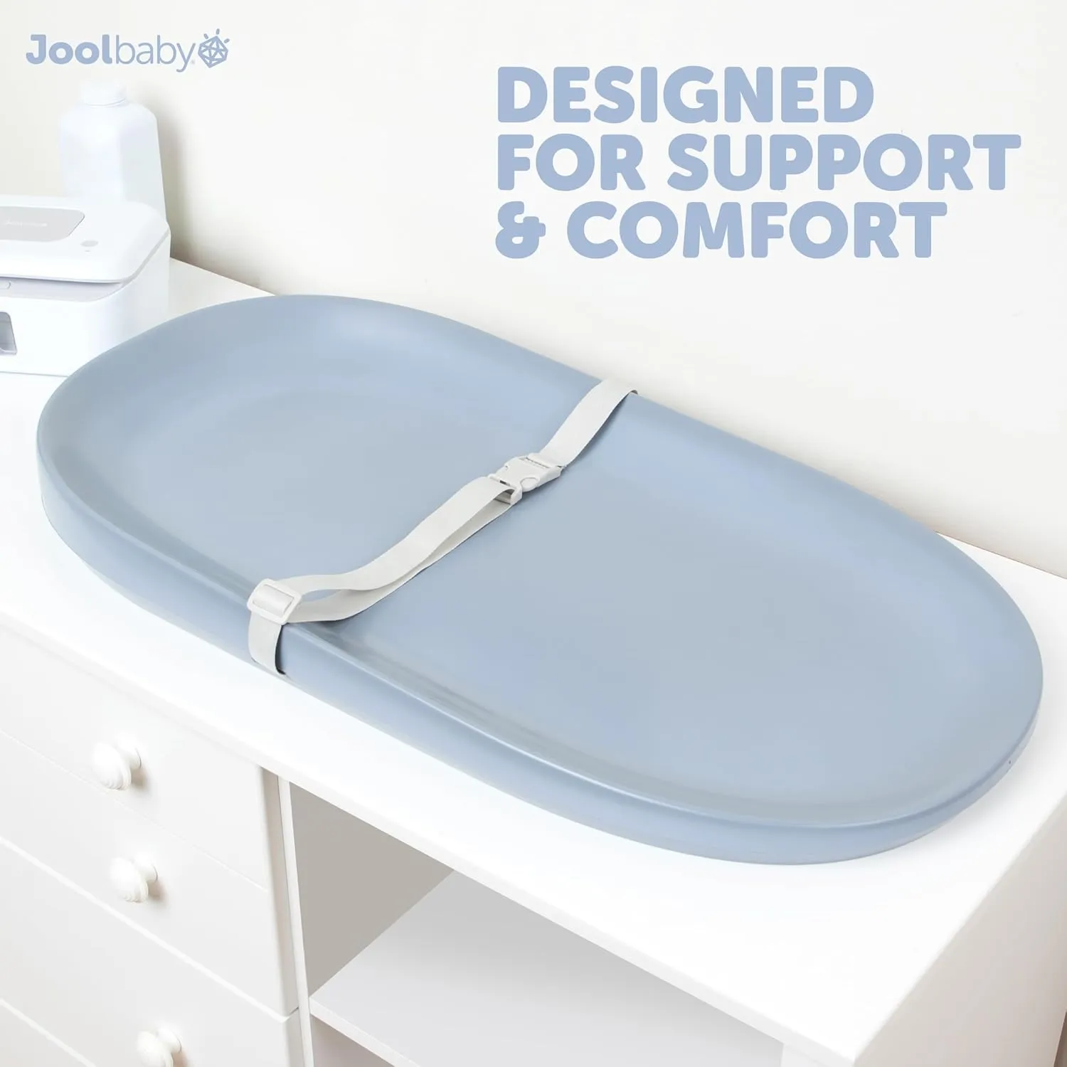 Jool Baby Waterproof Baby Changing Pad - Easy to Clean, Lightweight & Portable - Large Foam Cushion for Comfort (Blue)