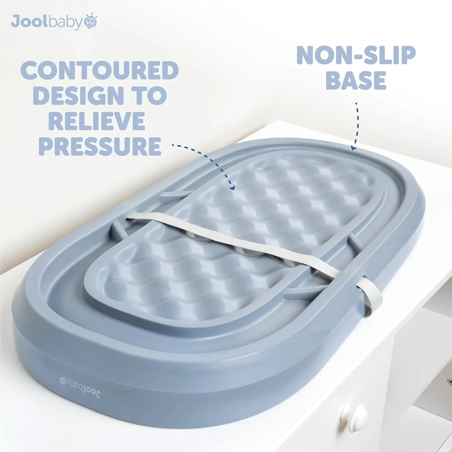 Jool Baby Waterproof Baby Changing Pad - Easy to Clean, Lightweight & Portable - Large Foam Cushion for Comfort (Blue)