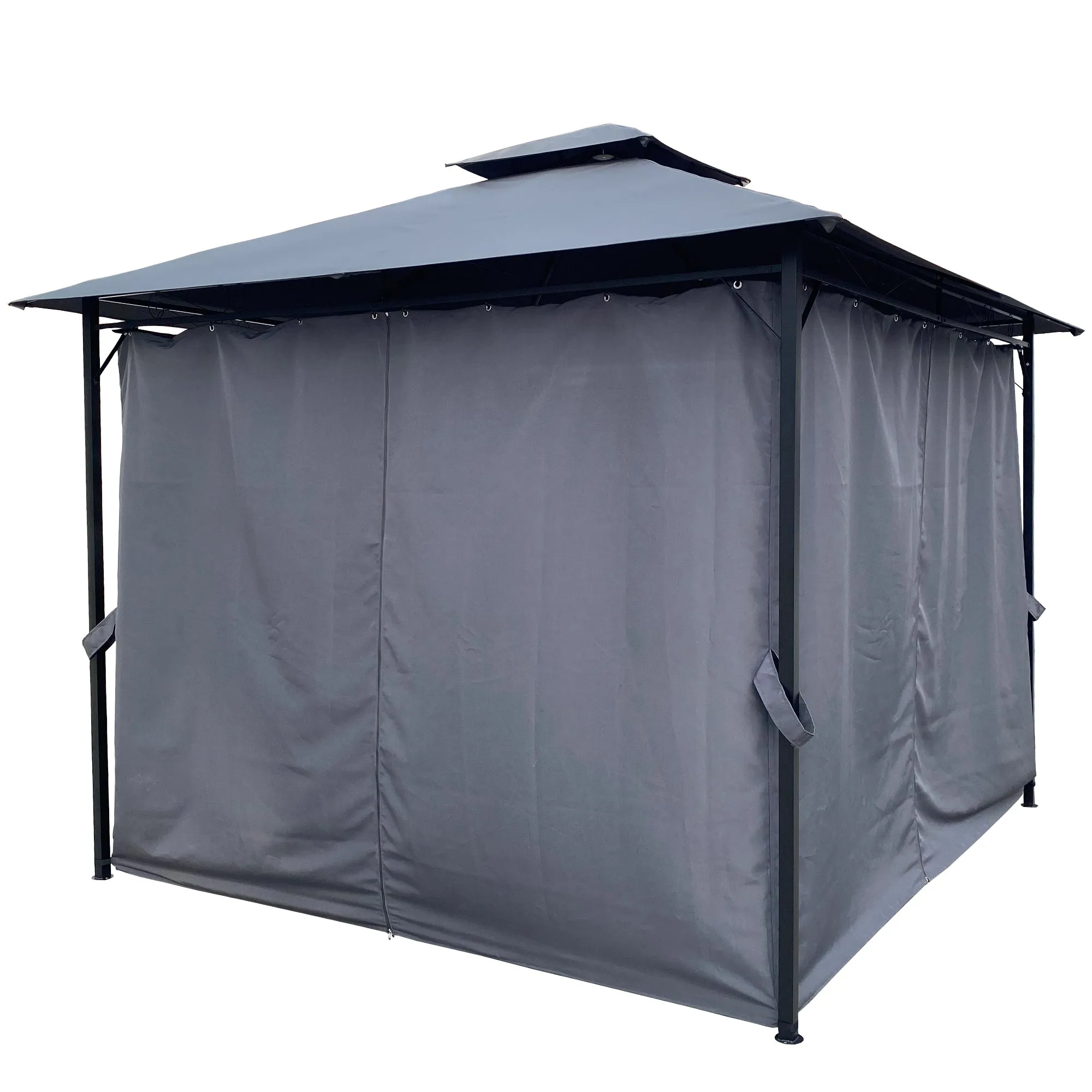 JoRocks Outdoor Patio Garden Gazebo Tent, 10x10 Ft Outdoor Shading, Gazebo Canopy With Curtains, Gray