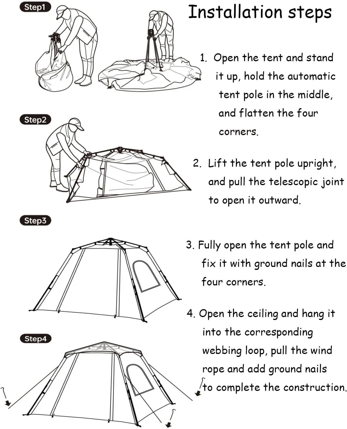 JSWHYBD Adult Automatic Pop Up Camping Tent Portable Quick Open Hiking Tent Outdoor Tent Camping Tent 5-8 Person Park Tent Camping Complete Set Indoor Tent Backpacking 210 * 210 * 145cm Cloudgray