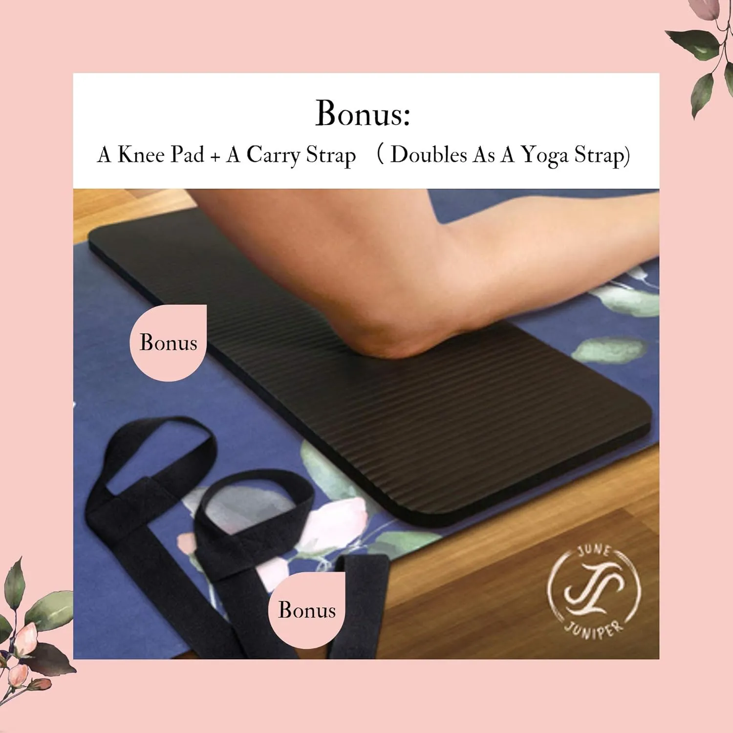 June & Juniper Travel Yoga Mat Foldable Lightweight - Thin Light Non-Slip Travel Yoga Mat Eco