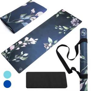 June & Juniper Travel Yoga Mat Foldable Lightweight - Thin Light Non-Slip Travel Yoga Mat Eco