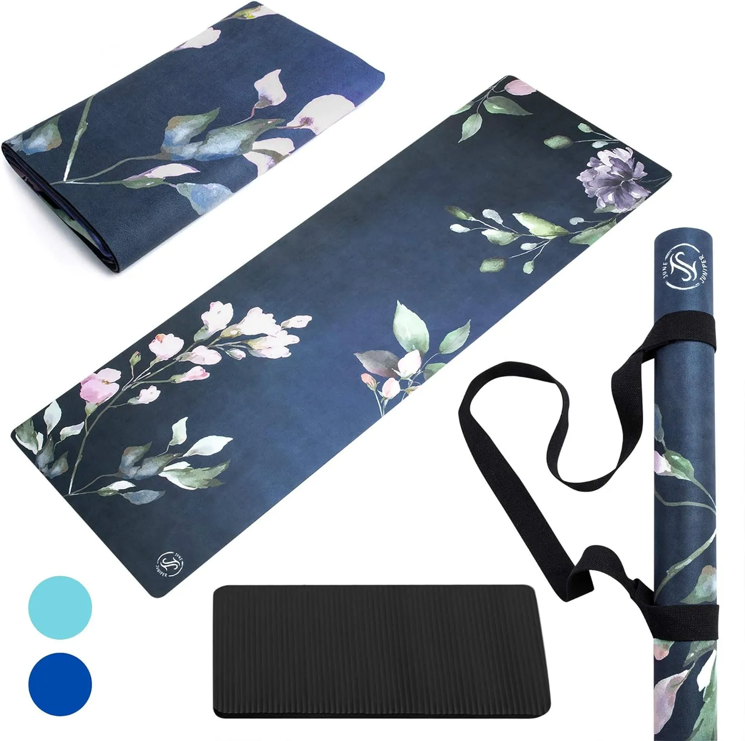 June & Juniper Travel Yoga Mat Foldable Lightweight - Thin Light Non-Slip Travel Yoga Mat Eco