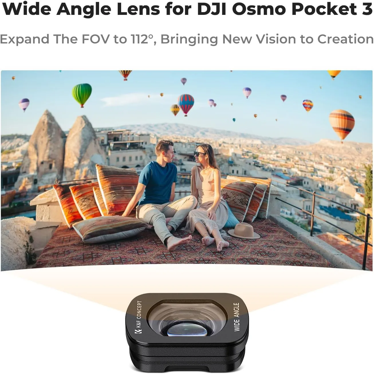 K&F Concept Wide-Angle Lens Compatible with DJI Osmo Pocket 3, Magnetic Attach/Multi-Coated/Optical Glass