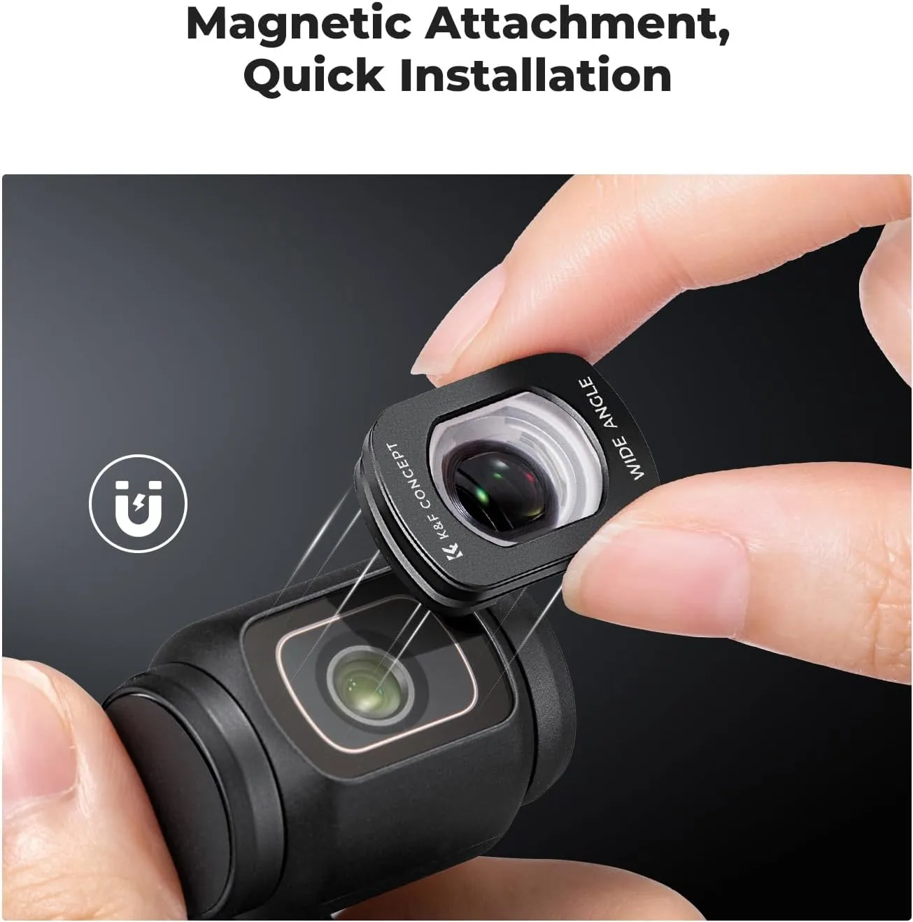 K&F Concept Wide-Angle Lens Compatible with DJI Osmo Pocket 3, Magnetic Attach/Multi-Coated/Optical Glass
