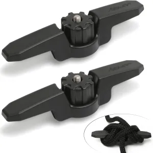 Kayak Cleat Track Mount，Extended Kayak Rail Cleat for Rail Mount Kayak Accessories, XL Track Mount Line Cleat for Kayak Anchor, 2 Pcs Black