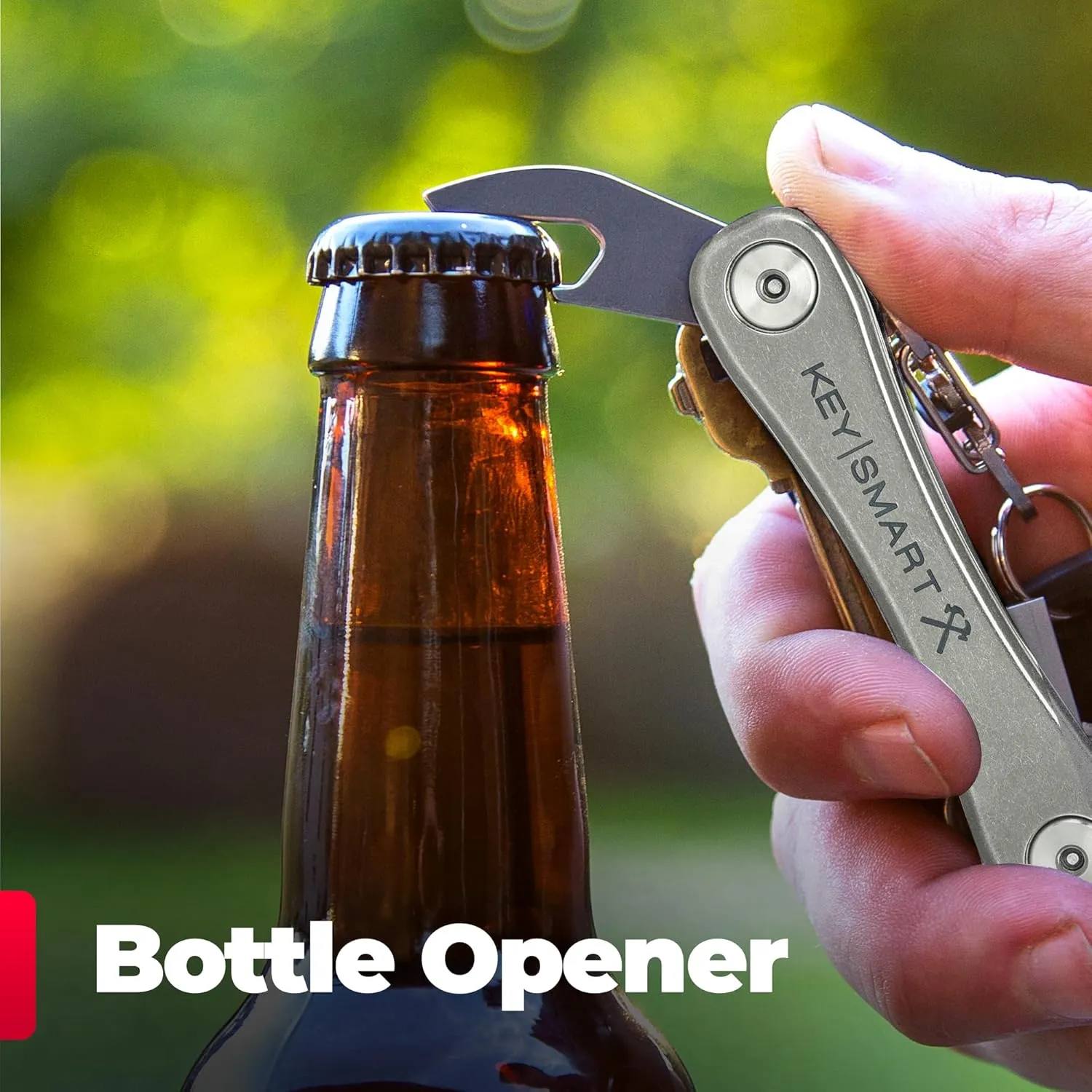 KeySmart Rugged - Multi-Tool Key Holder with Bottle Opener and Pocket Clip (up to 14 Keys, Titanium)
