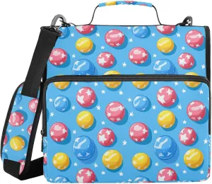 Kids Beach Sports Zipper Binder 3 Ring 1.5 Inch Binder Organizer Bag 500 Sheets Capacity Multi-Pocket with Shoulder Strap for School Office