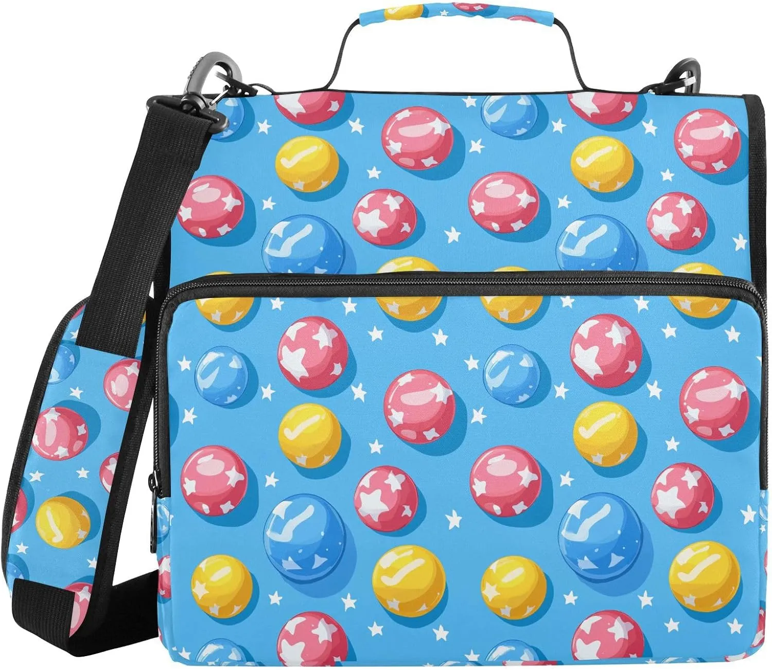 Kids Beach Sports Zipper Binder 3 Ring 1.5 Inch Binder Organizer Bag 500 Sheets Capacity Multi-Pocket with Shoulder Strap for School Office