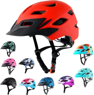 Kids Bike Helmet,Bavilk Kids Boys Girls Bike Helmets with LED Light Detachable Visor Children Youth Teen Multi-Sport for Skating Cycling Scooter Skateboard Adjustable & Lightweight 19.7"-22.4"